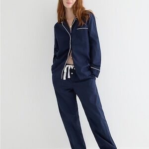 J. Crew Navy Pajama Set with White Trim